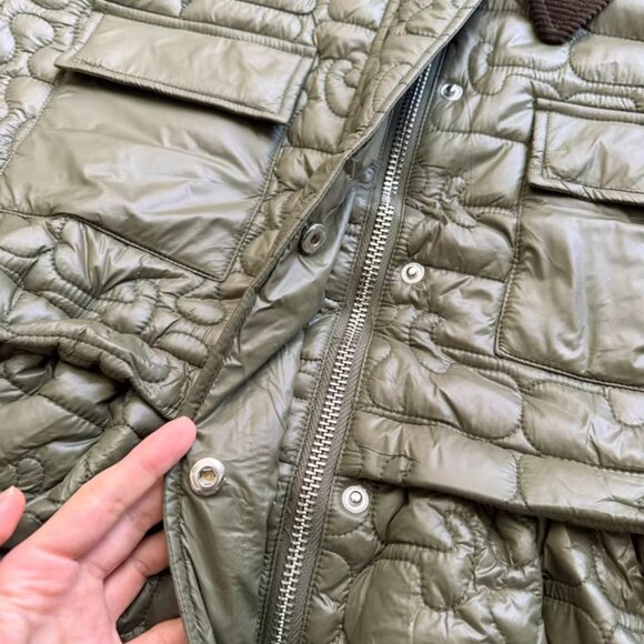 Ganni Quilt Midi Jacket Dark Green NWOT - Picture 7 of 10